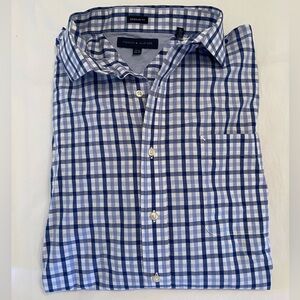 Tommy Hilfiger French Cuff Blue Checked Dress Shirt